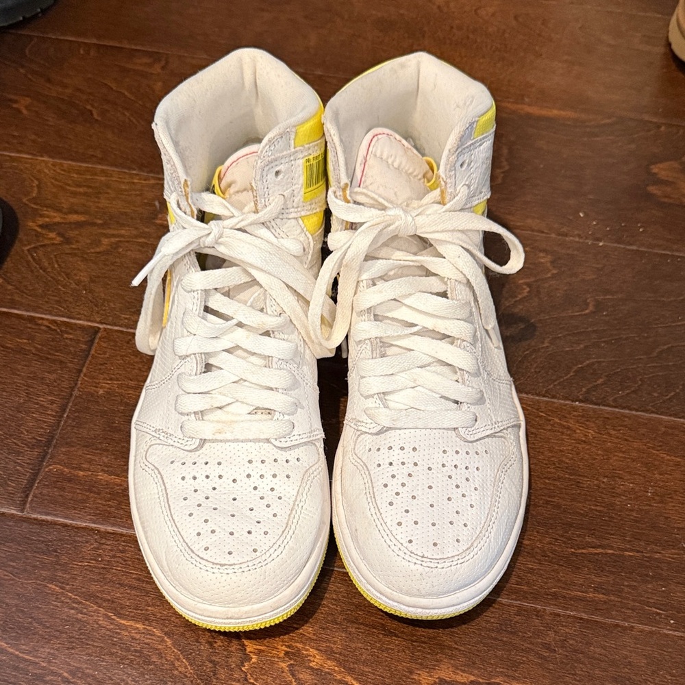 Nike White High-Top Sneakers with Yellow Accents
